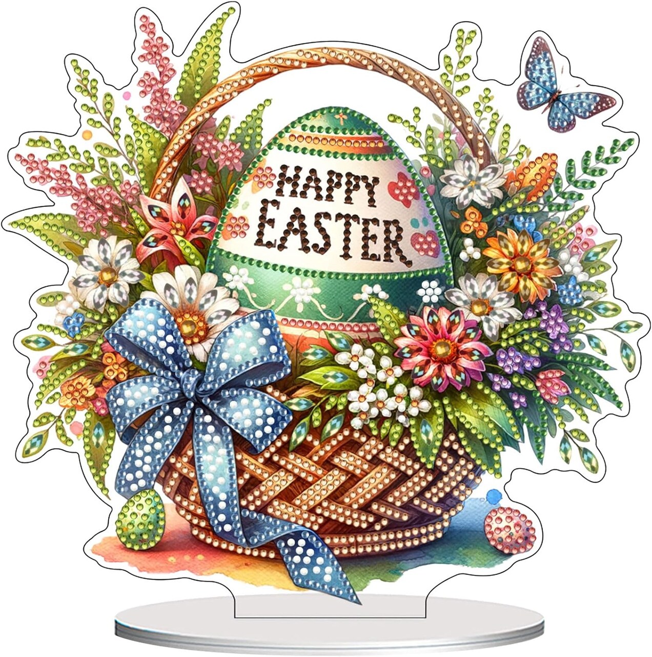 Easter Diamond Art Tabletop – DIY Double-Sided Special Shape Desktop Ornament, Basket of Easter Eggs 2-Pack